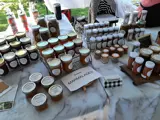 Jams and preserved goods at a farmers market