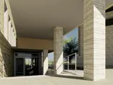 artist rendition of back entrance to new town hall office space
